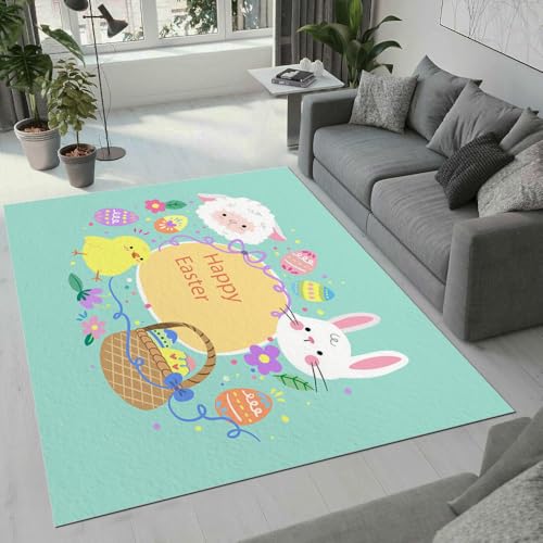 MARBRE Ostern Teppich Wohnzimmer Schlafzimmer 3D Ostern Teppiche rutschfest Waschbarer Kurzflor Teppich Grösse 60x90 cm Flauschig Weich Soft Home Outdoor Carpet Matte(2-7) von MARBRE