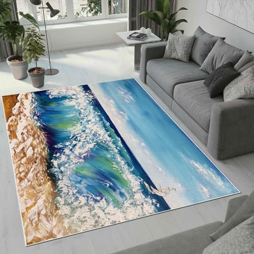 MARBRE Ozean Teppich Wohnzimmer Schlafzimmer 3D Ozean Teppiche rutschfest Waschbarer Kurzflor Teppich Grösse 80x120 cm Flauschig Weich Soft Home Outdoor Carpet Matte(Image 19-6) von MARBRE