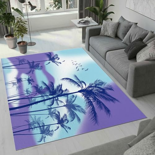 MARBRE Palmen Teppich Wohnzimmer Schlafzimmer 3D Tropisch Teppiche rutschfest Waschbarer Kurzflor Teppich Grösse 80x120 cm Flauschig Weich Soft Home Outdoor Carpet Matte(Image 8-5) von MARBRE