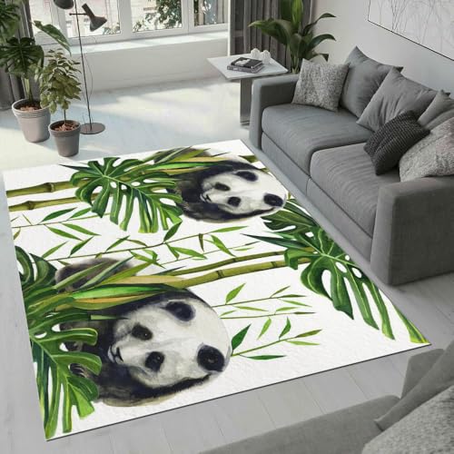 MARBRE Panda Teppich Wohnzimmer Schlafzimmer 3D Süß Tier Palmblätter Teppiche rutschfest Waschbarer Kurzflor Teppich Grösse 80x120 cm Flauschig Weich Soft Home Outdoor Carpet Matte(Image 3-16) von MARBRE
