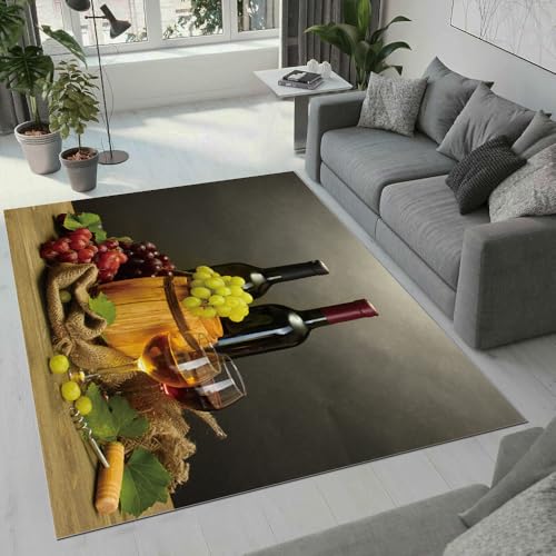 MARBRE Retro Teppich Wohnzimmer Schlafzimmer 3D Obst Teppiche rutschfest Waschbarer Kurzflor Teppich Grösse 180x240 cm Flauschig Weich Soft Home Outdoor Carpet Matte(10-10) von MARBRE
