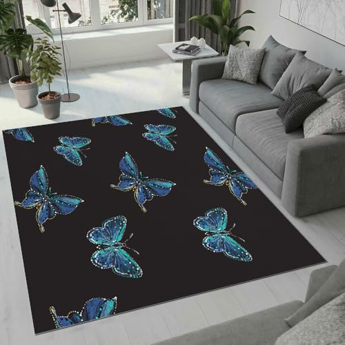 MARBRE Schmetterling Teppich Wohnzimmer Schlafzimmer 3D Schmetterling Teppiche rutschfest Waschbarer Kurzflor Teppich Grösse 160x230 cm Flauschig Weich Soft Home Outdoor Carpet Matte(Image 1-7) von MARBRE