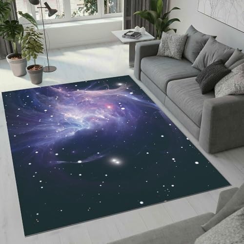 MARBRE Sternenhimmel Teppich Wohnzimmer Schlafzimmer 3D Universum Teppiche rutschfest Waschbarer Kurzflor Teppich Grösse 120x160 cm Flauschig Weich Soft Home Outdoor Carpet Matte(Image 10-12) von MARBRE