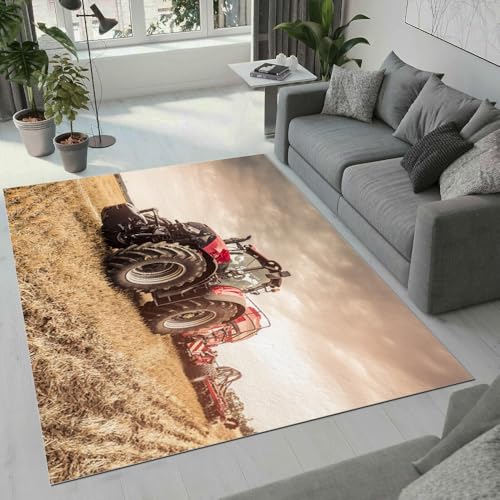 MARBRE Traktor Teppich Wohnzimmer Schlafzimmer 3D Traktor LKW Teppiche rutschfest Waschbarer Kurzflor Teppich Grösse 160x230 cm Flauschig Weich Soft Home Outdoor Carpet Matte(16-9) von MARBRE