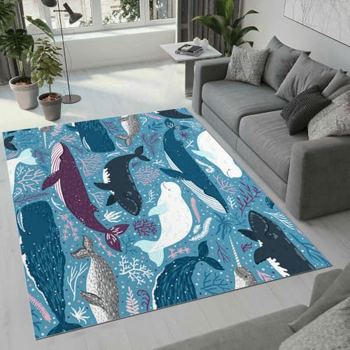 MARBRE Wal Teppich Wohnzimmer Schlafzimmer 3D Ozean Tier Teppiche rutschfest Waschbarer Kurzflor Teppich Grösse 60x90 cm Flauschig Weich Soft Home Outdoor Carpet Matte(Image 20-10) von MARBRE