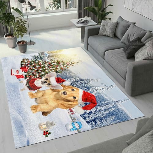 MARBRE Weihnachten Teppich Wohnzimmer Schlafzimmer 3D Süße Tier Teppiche rutschfest Waschbarer Kurzflor Teppich Grösse 100x200 cm Flauschig Weich Soft Home Outdoor Carpet Matte(Image 12-3) von MARBRE