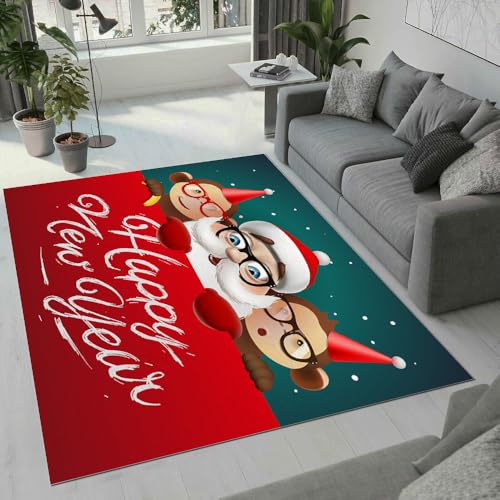 MARBRE Weihnachten Teppich Wohnzimmer Schlafzimmer 3D Weihnachten Teppiche rutschfest Waschbarer Kurzflor Teppich Grösse 120x160 cm Flauschig Weich Soft Home Outdoor Carpet Matte(Image 8-7) von MARBRE