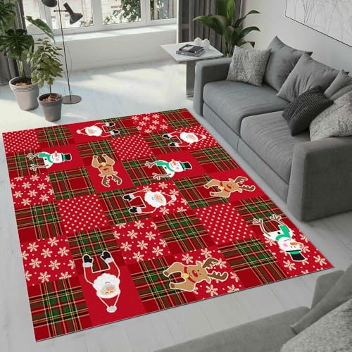 MARBRE Weihnachten Teppich Wohnzimmer Schlafzimmer 3D Weihnachtscartoon Teppiche rutschfest Waschbarer Kurzflor Teppich Grösse 60x90 cm Flauschig Weich Soft Home Outdoor Carpet Matte(Image 7-4) von MARBRE