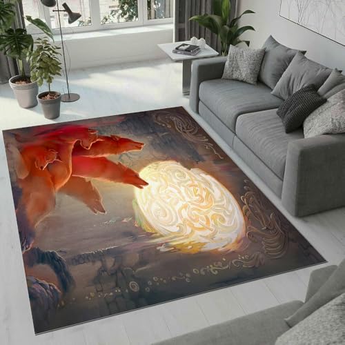 MARBRE Wolf Teppich Wohnzimmer Schlafzimmer 3D Wolf Teppiche rutschfest Waschbarer Kurzflor Teppich Grösse 80x120 cm Flauschig Weich Soft Home Outdoor Carpet Matte(17-20) von MARBRE