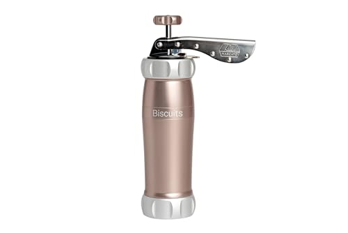 MARCATO Keksausstecher Biscuits Powder Keksmaschine Rosa Eloxiertes Aluminium Verschiedene Formen 25x10x5 cm Einfach zu bedienen von MARCATO