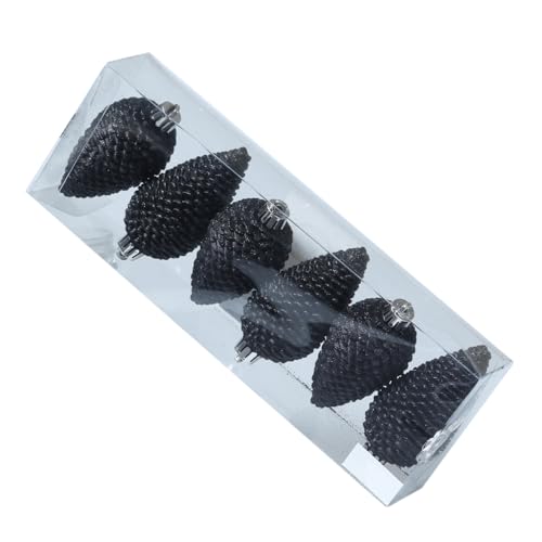 Christbaumschmuck Baumschmuck Tannenzapfen bruchfest glitzernd H: 8cm 6St. (Schwarz) von MARELIDA