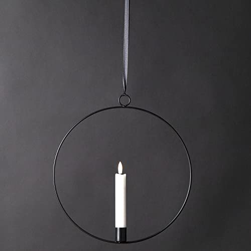 Dekoring mit LED Kerze Flamme - mit Aufhänger - D: 28,5cm - Timer - Batterie (schwarz) von MARELIDA