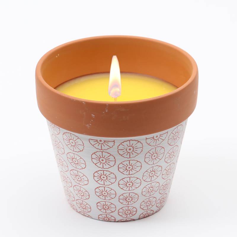 Duftkerze CITRONELLA - Echtwachs in Tontopf - H: 10cm - rosa von MARELIDA