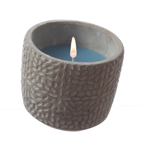 Duftkerze Citronella Betonkerze Zitrone grün Garten Outdoorkerze im Betontopf (Blau) von MARELIDA