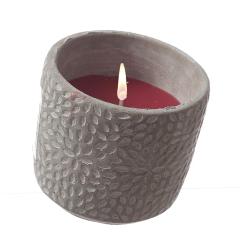 Duftkerze Citronella Betonkerze Zitrone grün Garten Outdoorkerze im Betontopf (Rot) von MARELIDA