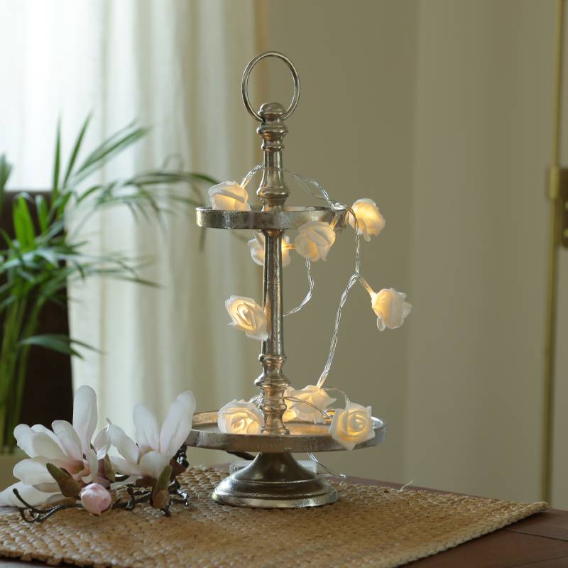 Etagere - Aluminium - 2 stöckige Servierplatte - Dekoetagere - H: 34cm - silber von MARELIDA