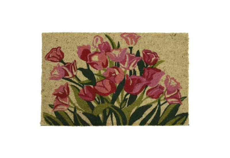 MARELIDA Fußmatte Tulpen Blumen Schmutzfangmatte Kokosfaser Türmatte Kokosmatte outdoor, Höhe: 1.5 mm von MARELIDA
