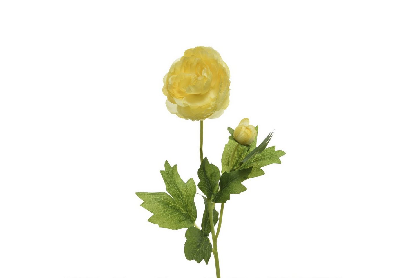 Kunstblume Ranunkel mit Blüte Knospe am Stiel Kunstblume Dekoblume H: 57cm gelb, MARELIDA, Höhe 57 cm von MARELIDA
