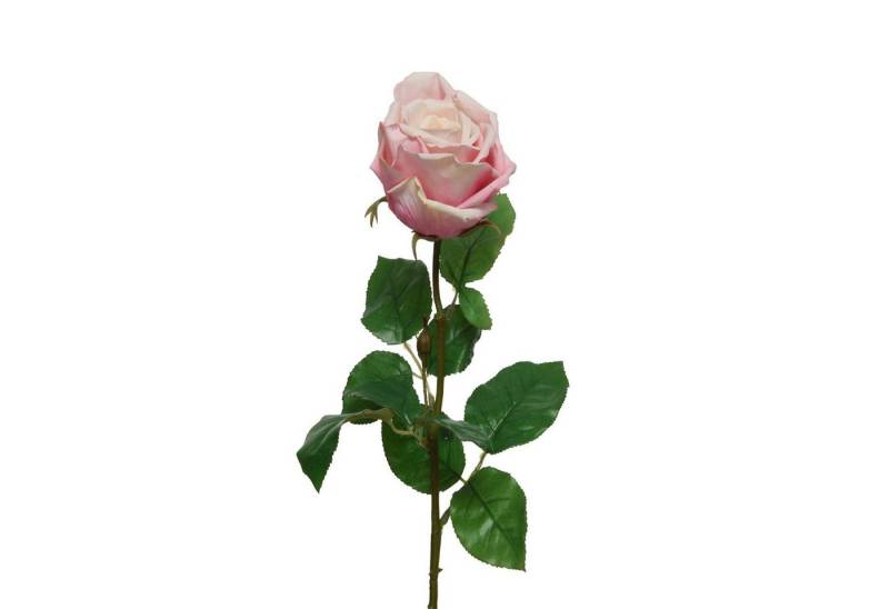 Kunstblume Rose am Stiel Kunstblume Rosenblüte künstlich Real Touch H: 68cm rosa, MARELIDA, Höhe 68 cm von MARELIDA
