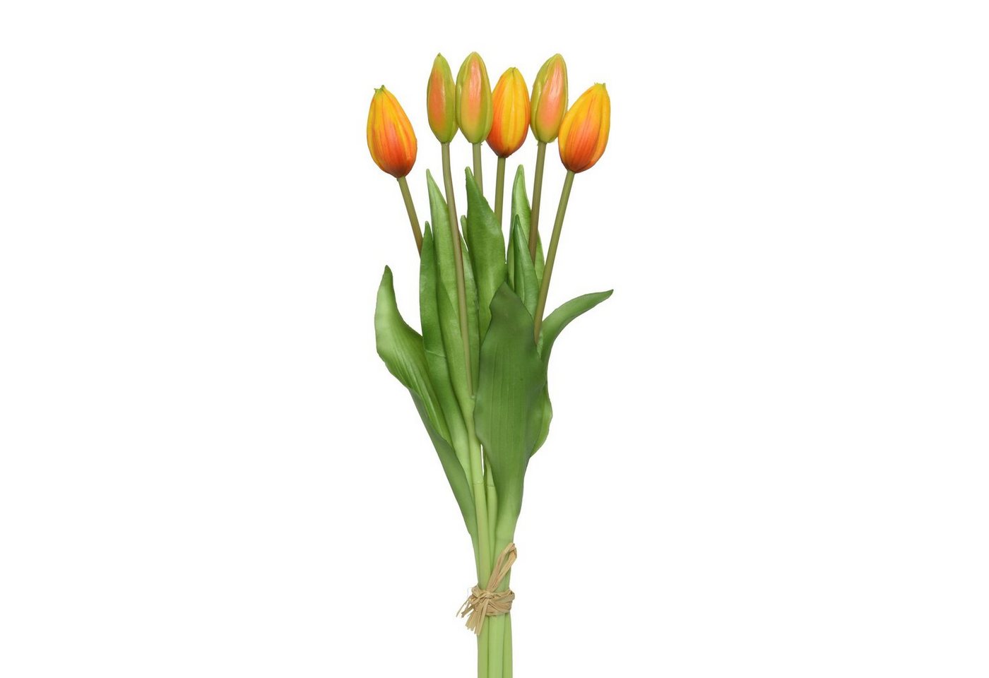 Kunsttulpe Tulpenbund 6 Blüten künstliche Tulpen Kunstblumen H: 40cm orange, MARELIDA, Höhe 40 cm von MARELIDA