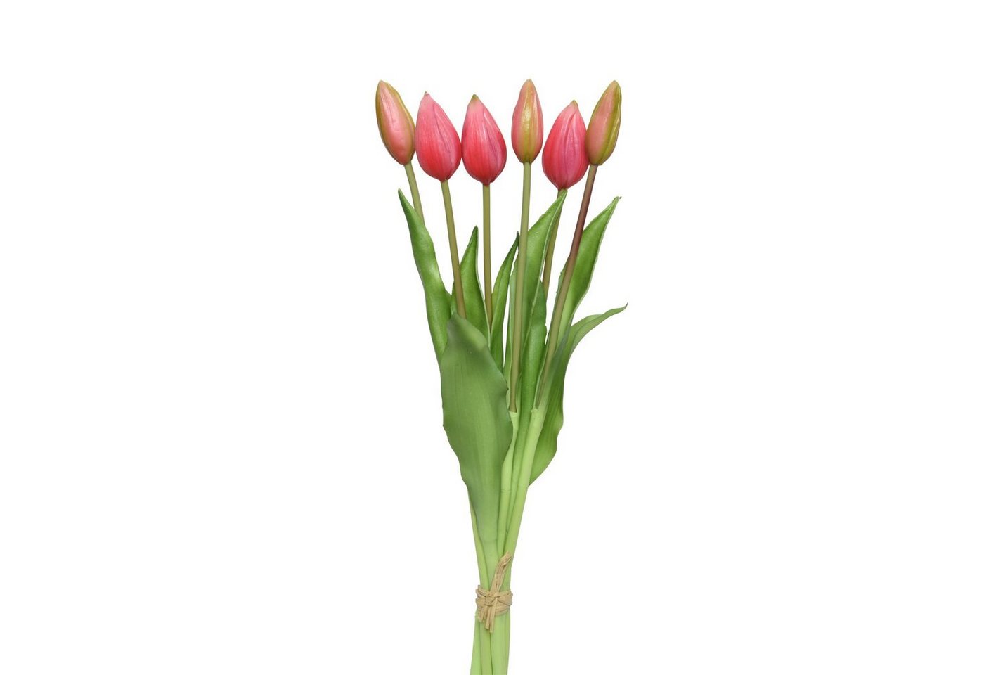 Kunsttulpe Tulpenbund 6 Blüten Tulpen Kunstblumen Dekoblumen H: 40cm rosa, MARELIDA, Höhe 40 cm von MARELIDA