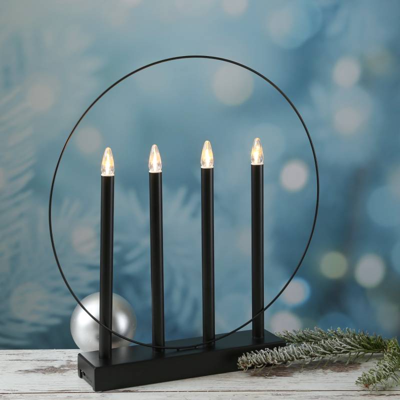 LED Fensterleuchter Glory - Kerzenleuchter mit Ring - 4flammig - warmweiße LED - H: 45cm - Timer von MARELIDA
