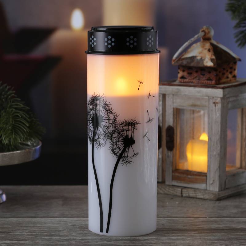 LED Grablicht/Grabkerze Pusteblume - bis 2500 Stunden - H: 21cm, D: 7cm - Timer - weiß/schwarz LED Grablicht/Grabkerze Pusteblume - bis 2500 Stunden - H: 21cm, D: 7cm - Timer - weiß/schwarz von MARELIDA