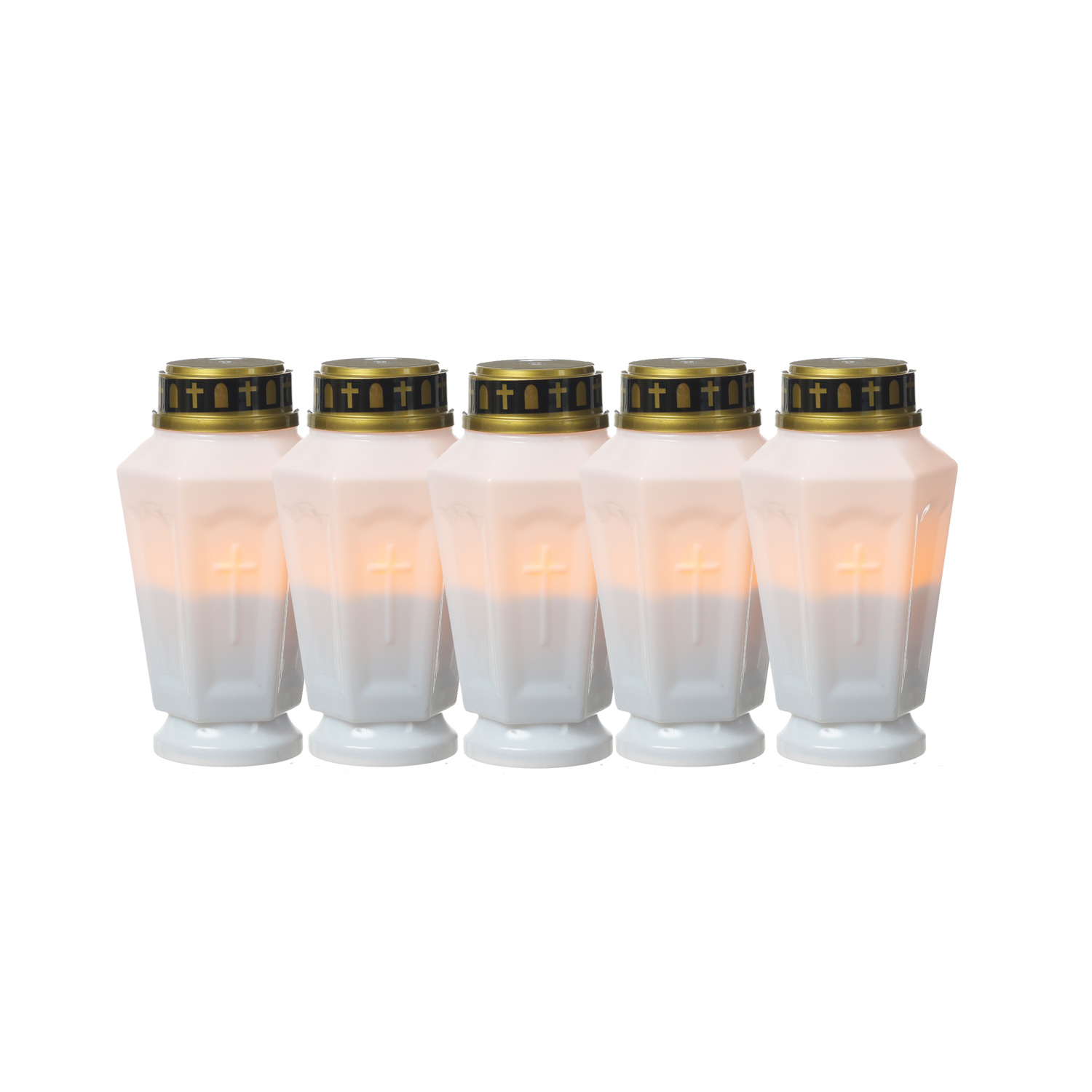 LED Grablicht - Grabkerze - orange flackernd - Timer- H: 15,5cm - für Außen - weiß - 5er Set LED Grablicht - Grabkerze - orange flackernd - Timer- H: 15,5cm - für Außen - weiß - 5er Set von MARELIDA