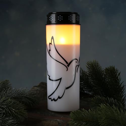 LED Grablicht Taube Grabkerze Trauerlicht Gedenklicht Friedhofkerze batteriebetrieben aus Kunststoff (1x Taube 21cm) von MARELIDA