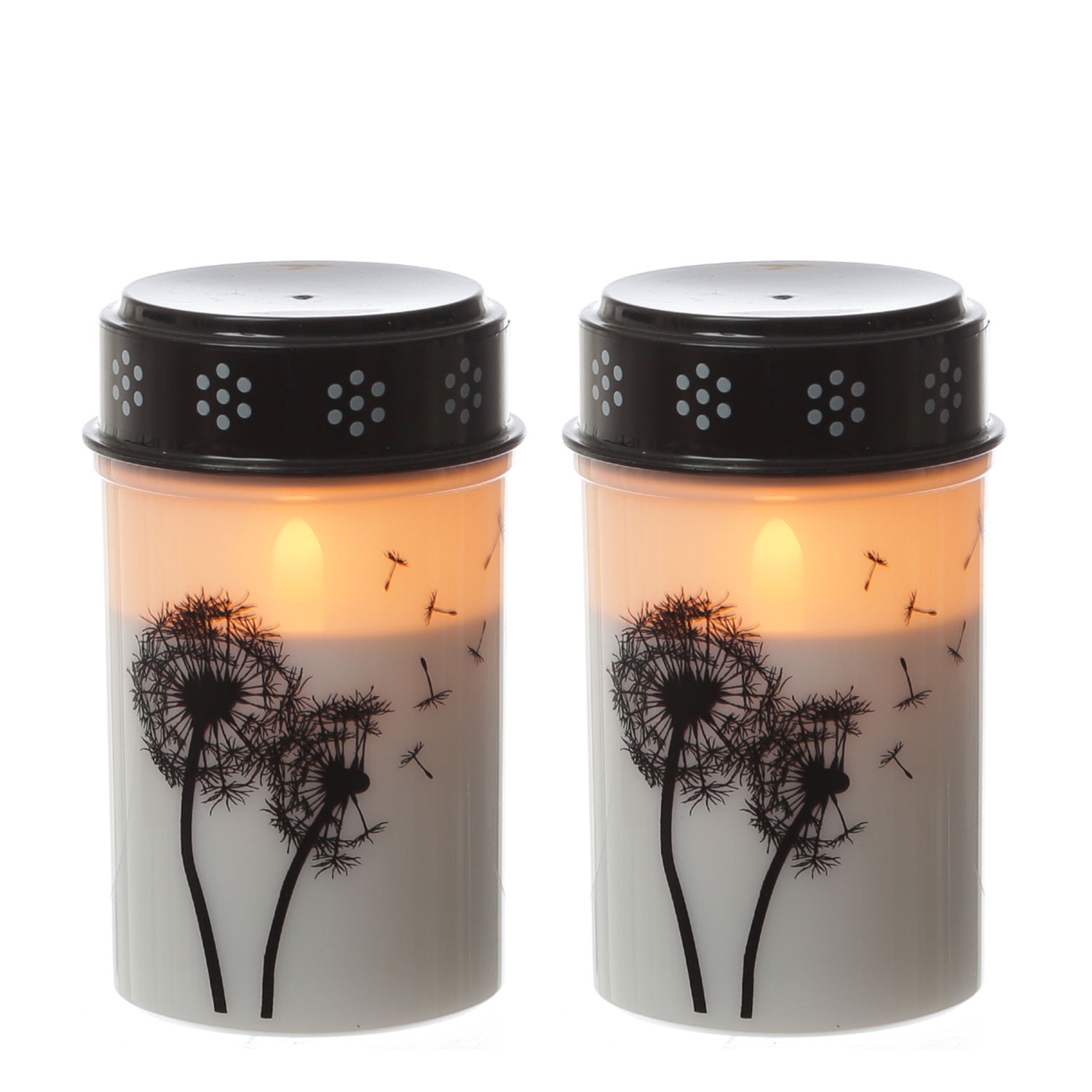 LED Grablichter/Grabkerzen Pusteblume - bis 2500 Stunden - H: 12cm, D: 7cm - Timer - 2er Set von MARELIDA