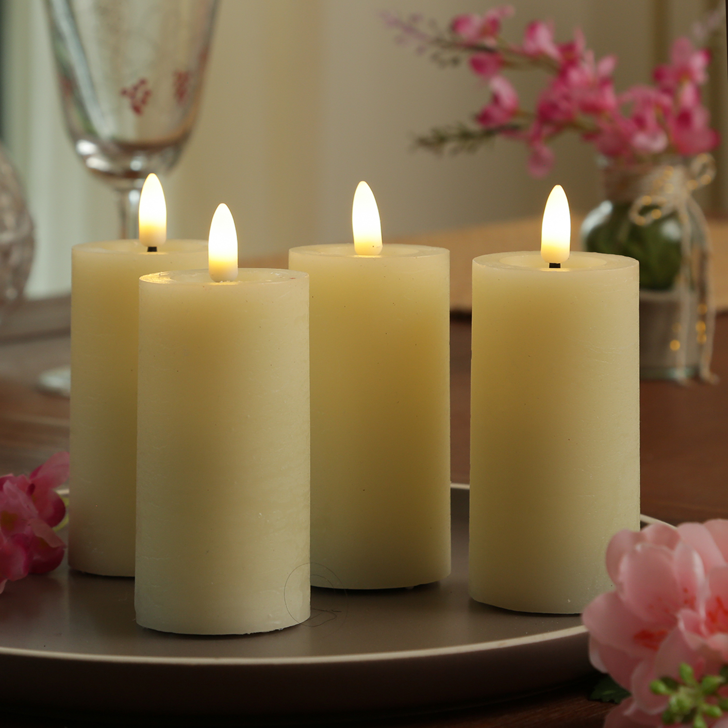 LED Kerzenset LINA - Rustik-Optik - Echtwachs - H: 12,5cm - D: 5cm - Timer - creme - 4er Set LED Kerzenset LINA - Rustik-Optik - Echtwachs - H: 12,5cm - D: 5cm - Timer - creme - 4er Set von MARELIDA