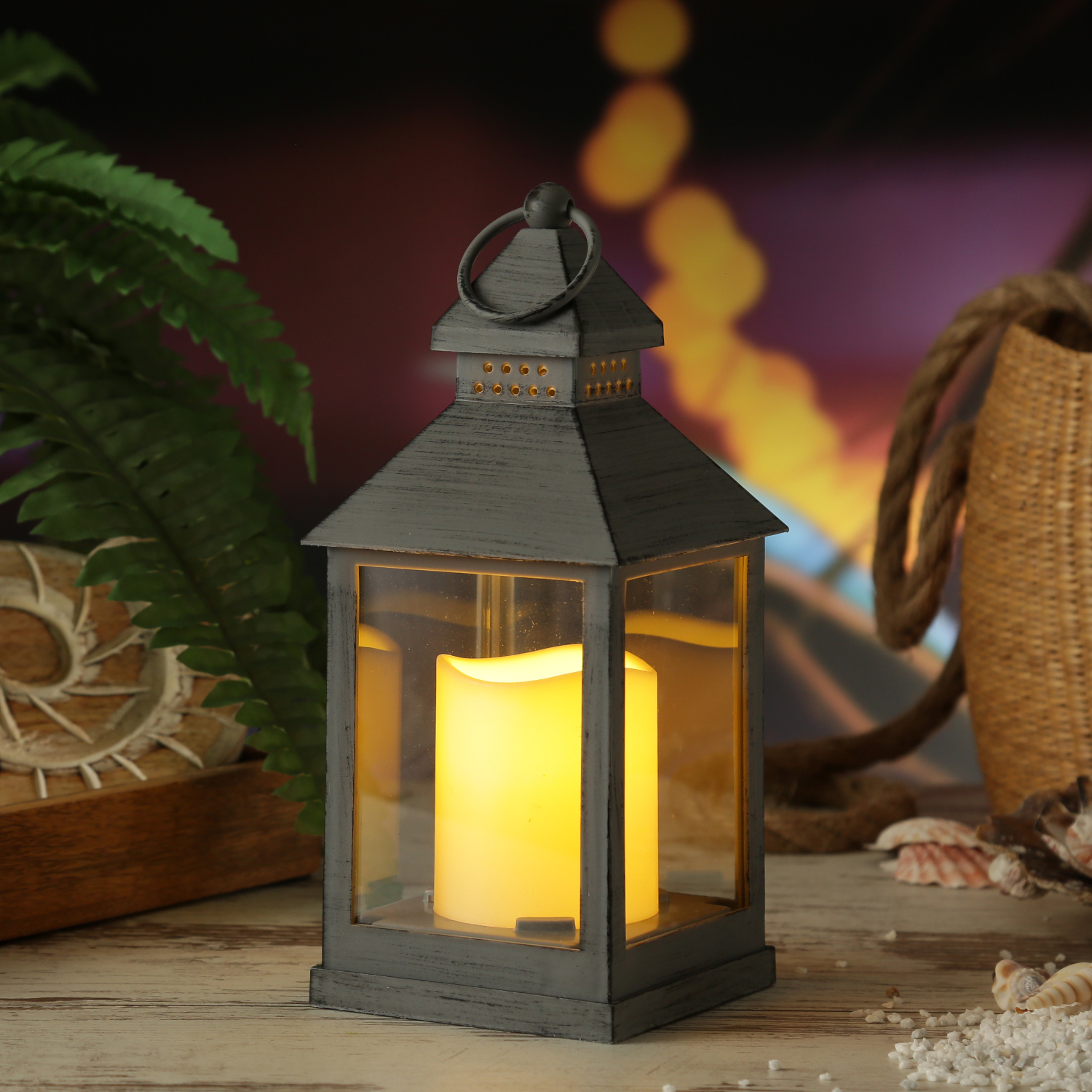 LED Laterne mit Kerze - warmweiß flackernde LED - H: 23cm - Batteriebetrieb - grau LED Laterne mit Kerze - warmweiß flackernde LED - H: 23cm - Batteriebetrieb - grau von MARELIDA