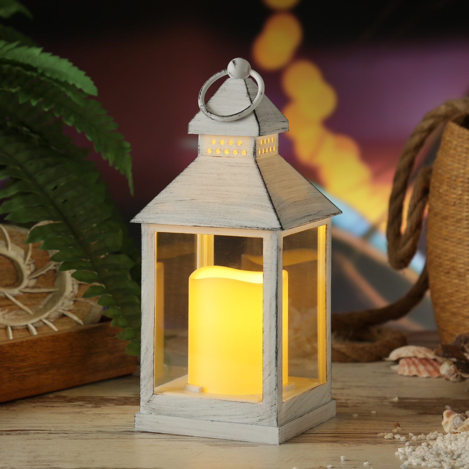 LED Laterne mit Kerze - warmweiß flackernde LED - H: 23cm - Batteriebetrieb - weiß von MARELIDA