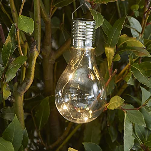 MARELIDA LED Solar Glühbirne mit Drahtlichterkette Solarleuchte in Glühbirnen-Form für Garten Terrasse Balkon Party Außen H: 14cm - mit Lichtsensor transparent (1 Stück) von MARELIDA