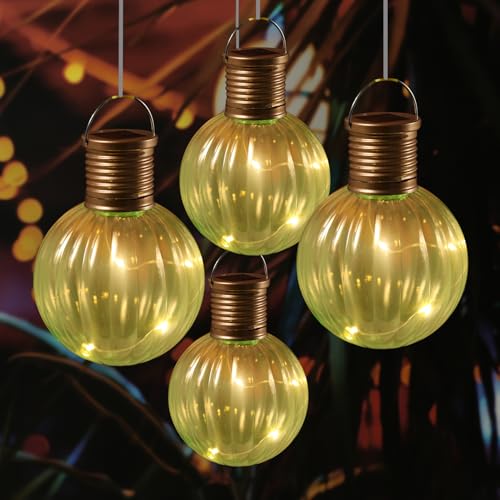 LED Solar Glühbirne Kugelleuchte Solarleuchte Terrasse Balkon Garten (4 Stück Grün) von MARELIDA