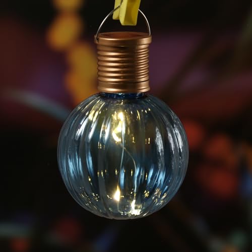 LED Solar Glühbirne Kugelleuchte Solarleuchte Terrasse Balkon Gartendeko (1 Stück Blau) von MARELIDA