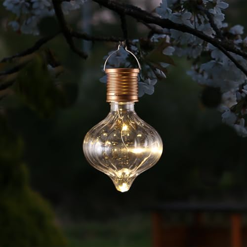 LED Solar Glühbirne Kugelleuchte Solarleuchte Terrasse Balkon Gartendeko (1 Stück klar) von MARELIDA