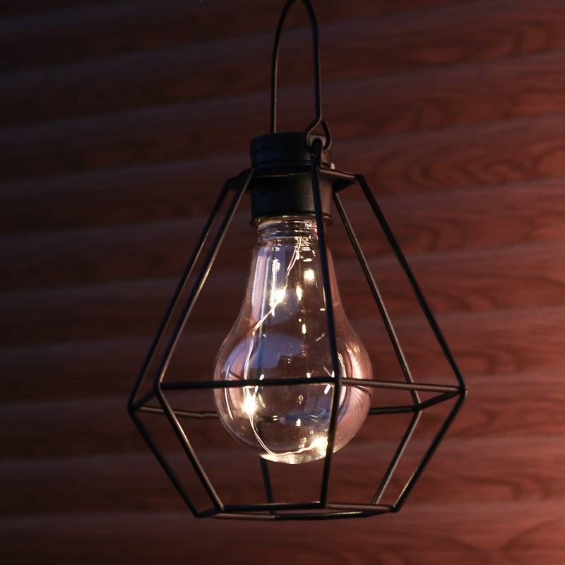 LED Solar Hängeleuchte eckig - Laterne - 3 warmweiße LED - H: 14,5cm - Dämmerungssensor - schwarz von MARELIDA
