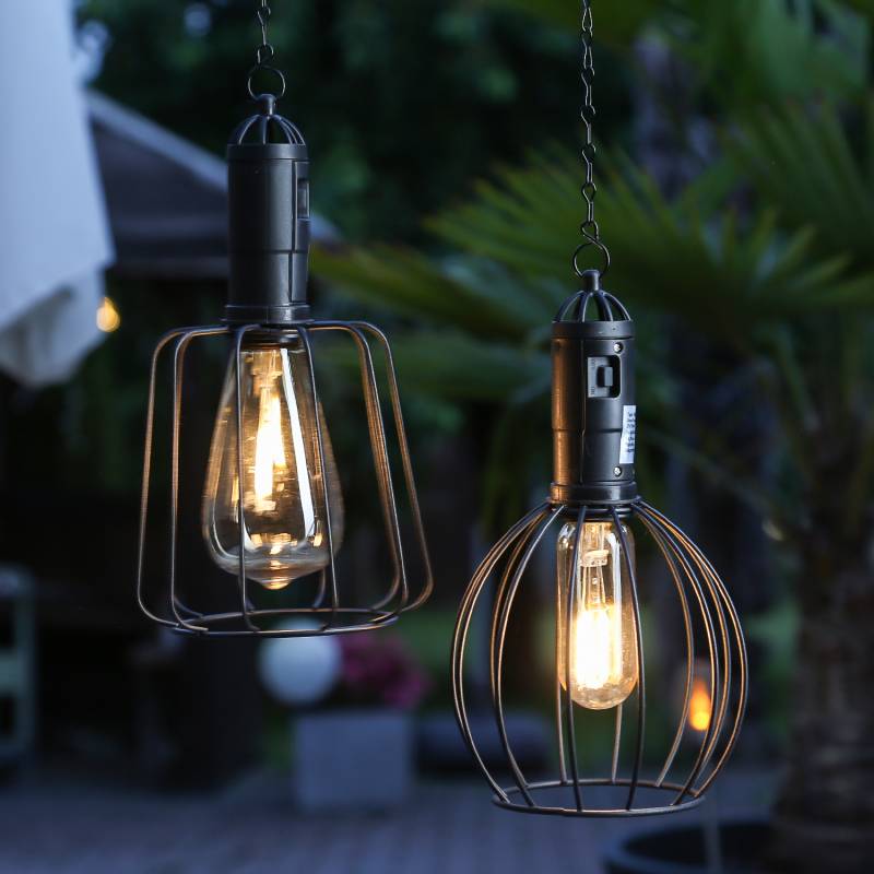 LED Solar Hängeleuchte rund - Laterne - warmweiße LED - H: 22cm - Dämmerungssensor - schwarz LED Solar Hängeleuchte rund - Laterne - warmweiße LED - H: 22cm - Dämmerungssensor - schwarz von MARELIDA