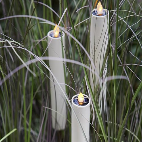 LED Solar Kerze Fackel gelb flackernd H: 98cm Lichtsensor Deko Gartenstecker (Set (3 Stück)) von MARELIDA