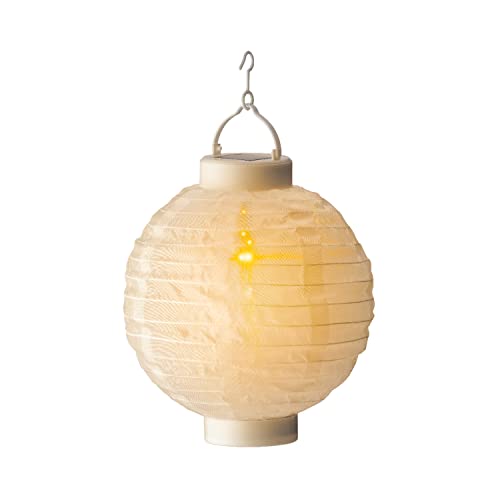 LED Solar Lampion mit Flammeneffekt Solarlaterne Hängende Gartenlaterne mit Lichtsensor wetterfeste Gartenbeleuchtung (gelb, 23cm - 12 LED) von MARELIDA