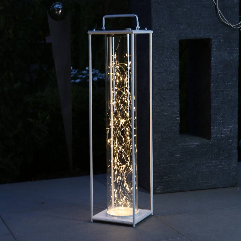 LED Solar Laterne - 100 warmweiße LED an Drahtlichterkette - Lichtsensor - H: 79cm - weiß LED Solar Laterne - 100 warmweiße LED an Drahtlichterkette - Lichtsensor - H: 79cm - weiß von MARELIDA