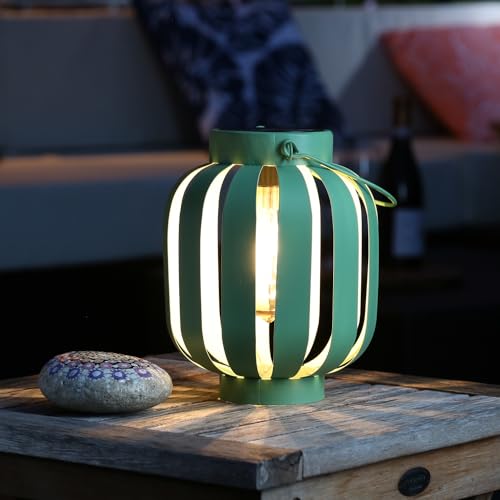 LED Solar Laterne für Außen Garten Balkon Terrasse Solarlampe mit Lichtsensor Garten Solarleuchte Solarlampe (Mintgrün / Creme) von MARELIDA