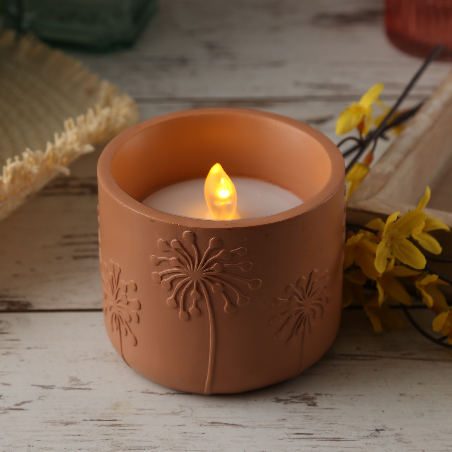 LED Solar Windlicht PUSTEBLUME - flackernde Flamme - Lichtsensor - H: 8cm - für Außen - terracotta LED Solar Windlicht PUSTEBLUME - flackernde Flamme - Lichtsensor - H: 8cm - für Außen - terracotta von MARELIDA