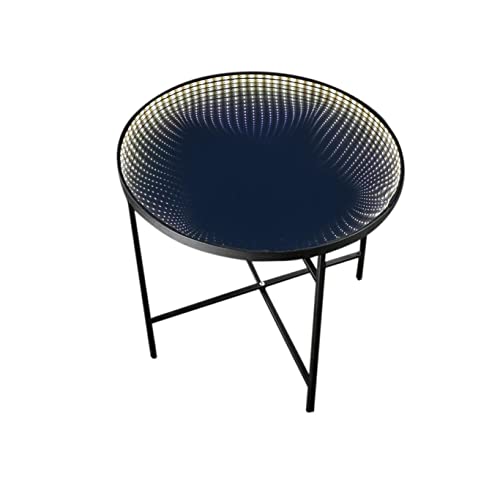 MARELIDA LED Tisch WARP Endlos Optik Infinity Spiegeltisch Beistelltisch (schwarz - rund) von MARELIDA