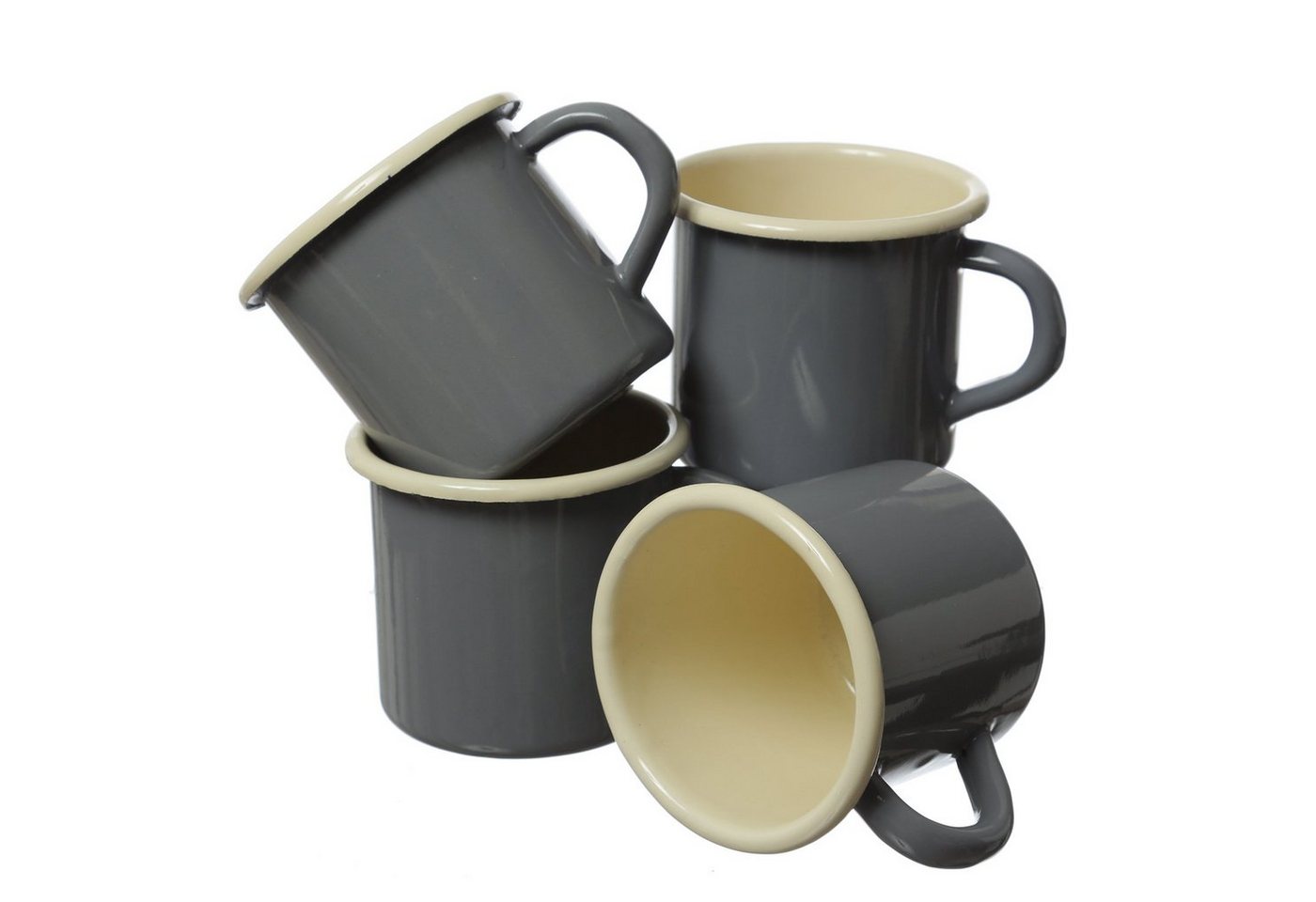 MARELIDA Becher Krüger Becher 8 cm Blechbecher 0,35L emailliert grau creme 4 Stück, Emaille MARELIDA Becher Krüger Becher 8 cm Blechbecher 0,35L emailliert grau creme 4 Stück, Emaille von MARELIDA