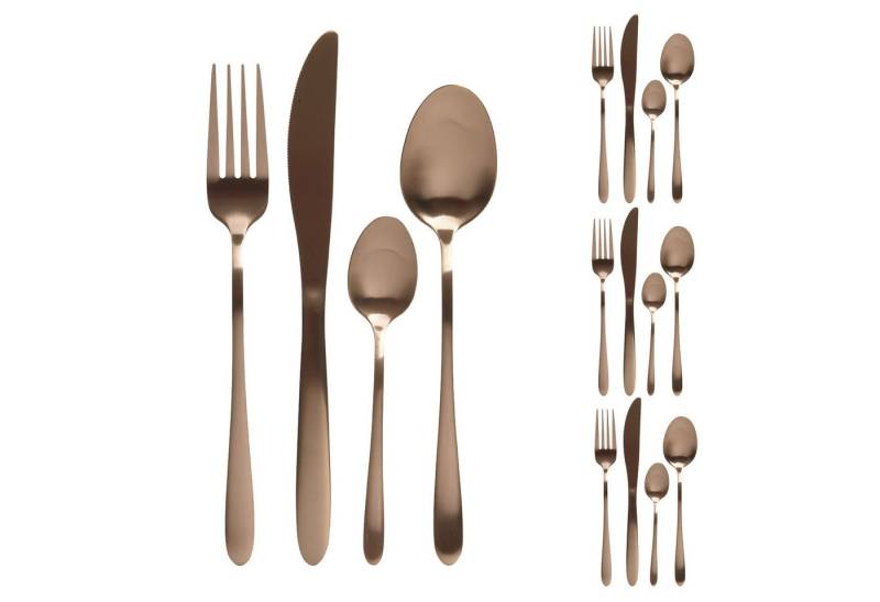 MARELIDA Besteck-Set Besteck Set BRIT f. 4Personen Edelstahl Tafelbesteck 16teilig roségold (1-tlg), Edelstahl von MARELIDA