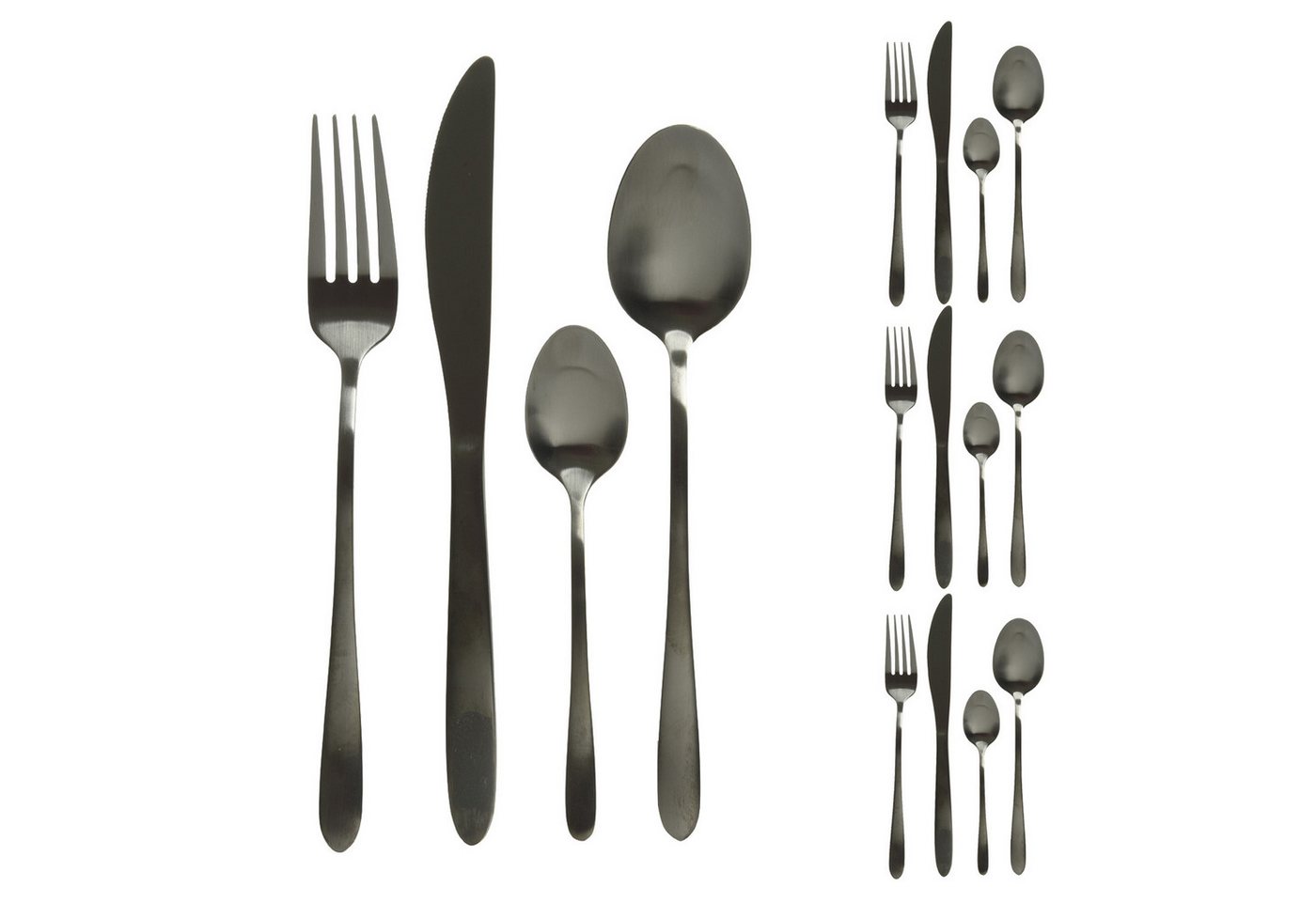 MARELIDA Besteck-Set Besteck Set BRIT für 4Personen Edelstahl Tafelbesteck 16teilig schwarz (1-tlg), Edelstahl von MARELIDA