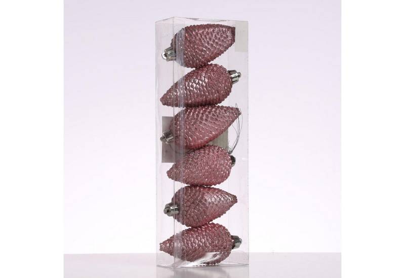 MARELIDA Christbaumschmuck Weihnachtsbaumschmuck Tannenzapfen bruchfest glitzernd H: 8cm 6St. von MARELIDA