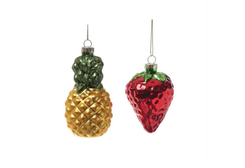MARELIDA Christbaumschmuck Weihnachtsbaumschmuck Ananas Erdbeere Glas Obst H. 12cm/9cm MARELIDA Christbaumschmuck Weihnachtsbaumschmuck Ananas Erdbeere Glas Obst H. 12cm/9cm von MARELIDA
